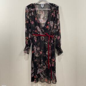 Vintage 90s Y2k Floral Paisley Sheer Dress Romantic Whimsy Goth Witchy Boho 18WP